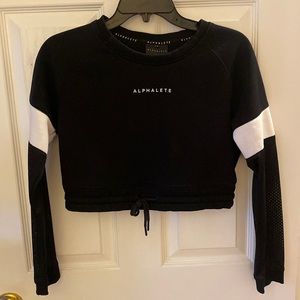 Alphalete cropped sweatshirt black/white strip size small